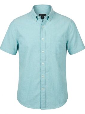 George‎ Men's Short Sleeve Button Down Shirt Light Blue Small 34-36
